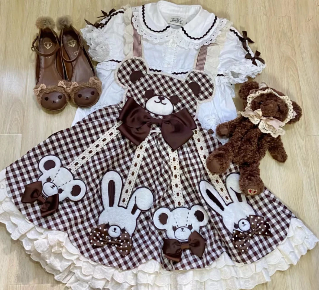 [熊古力-现货]原创秋冬可爱日常背带裙Lolita