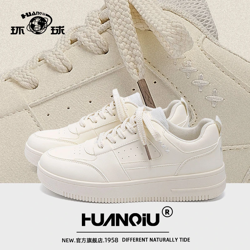 环球男鞋内增高休闲板鞋男款夏季透气2025新款潮流百搭增高小白鞋