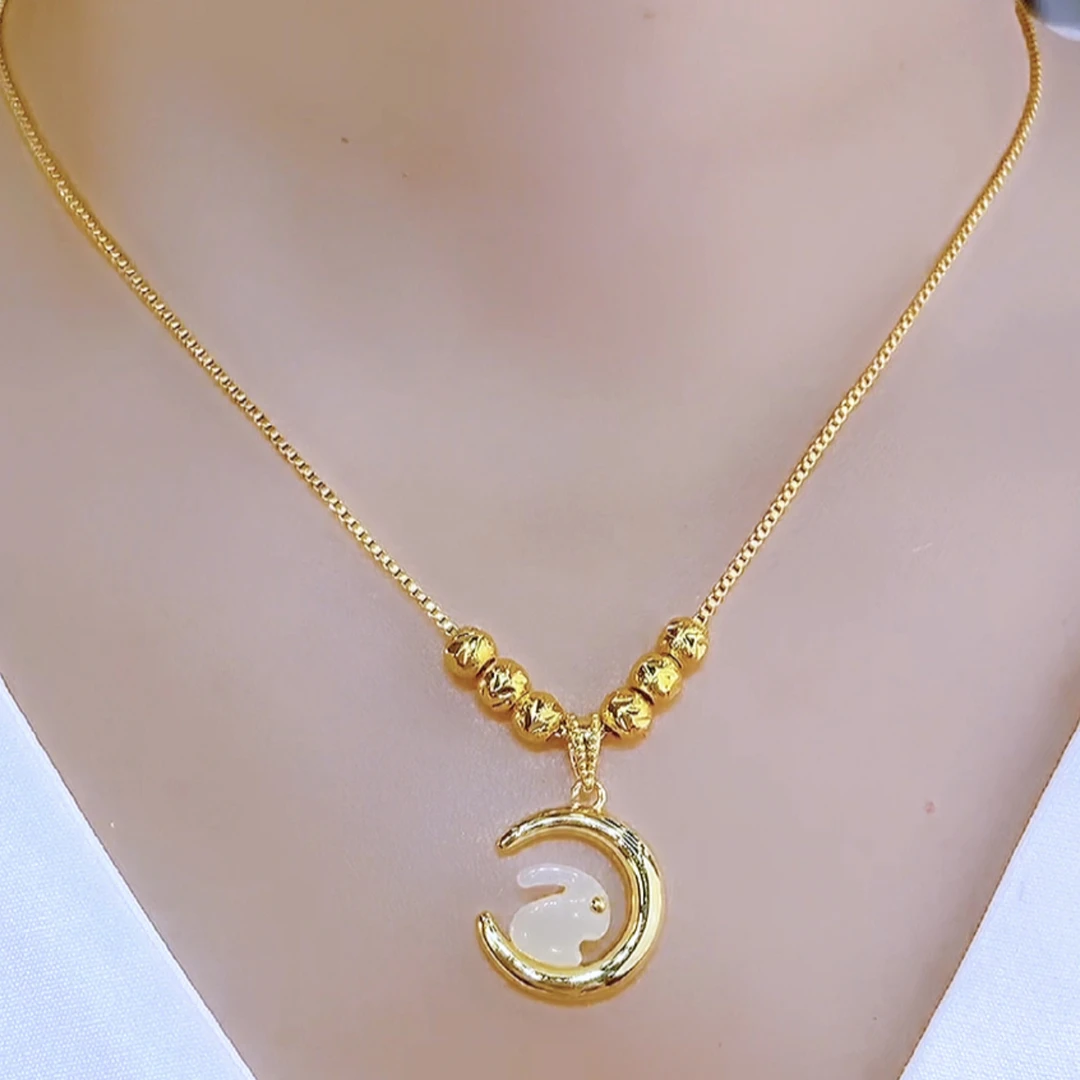 铜合金项链 轻奢气质百搭可爱时尚简约中秋玉兔项链