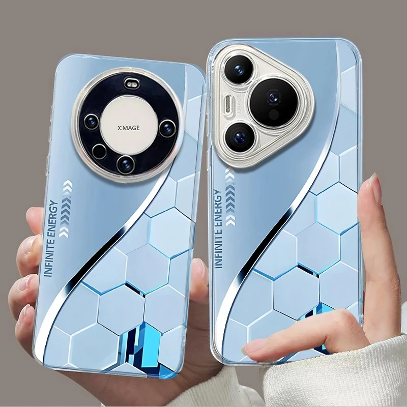 蓝极光菱形太空壳适用苹果16promax华为vivo小米15oppo防摔手机壳