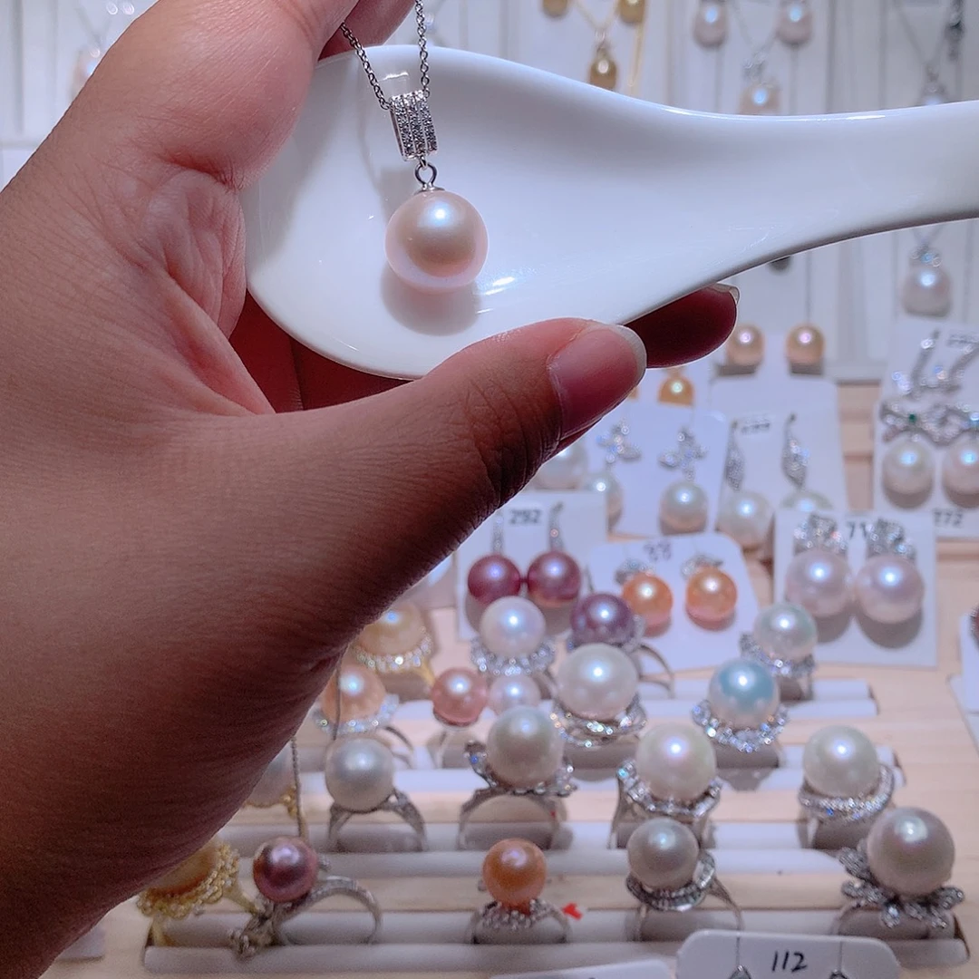 淡水珍珠银S925镶嵌吊坠(赠链)CC13.2mm