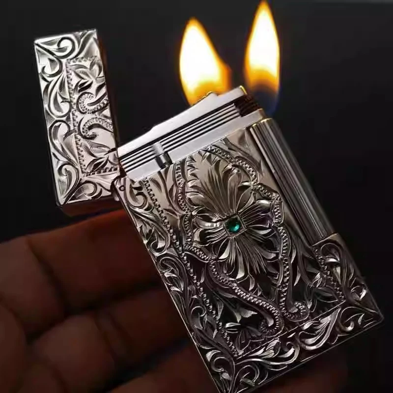 克蕾斯侧滑朗声轻奢翡翠梦境兔儿双火打火机男士精雕