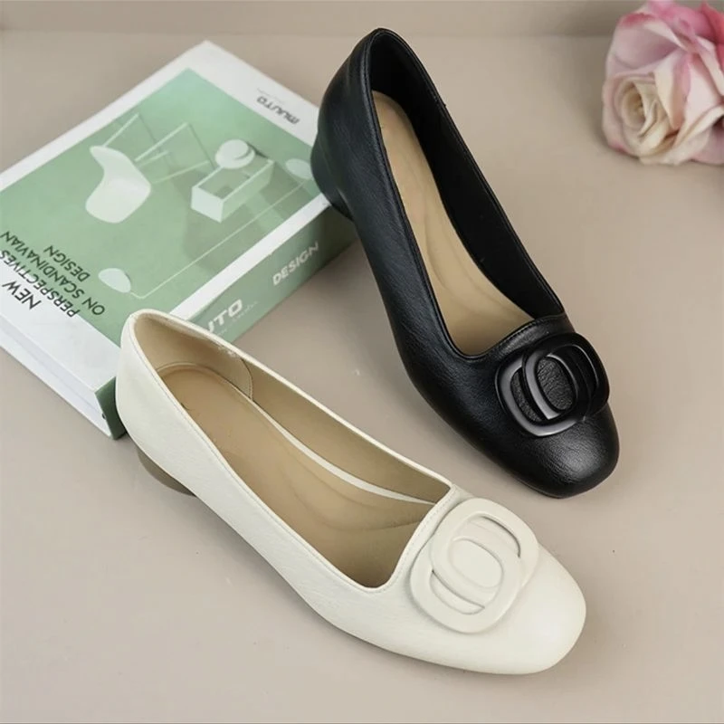 【品牌力荐】2025年新款春秋百搭浅口软皮软底平底单鞋女套脚羊9512