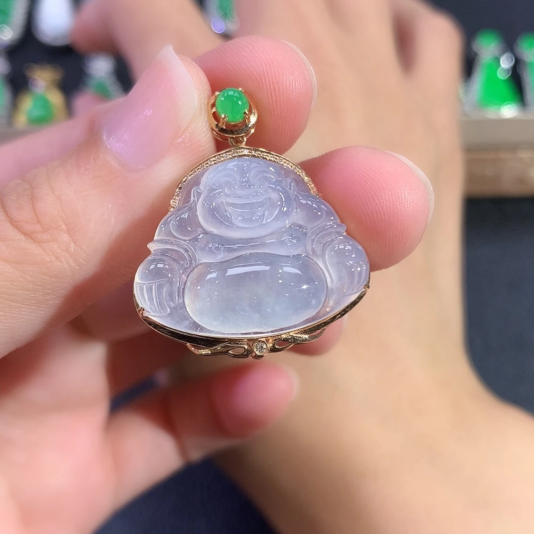 翡翠18K金镶嵌吊坠(赠链)