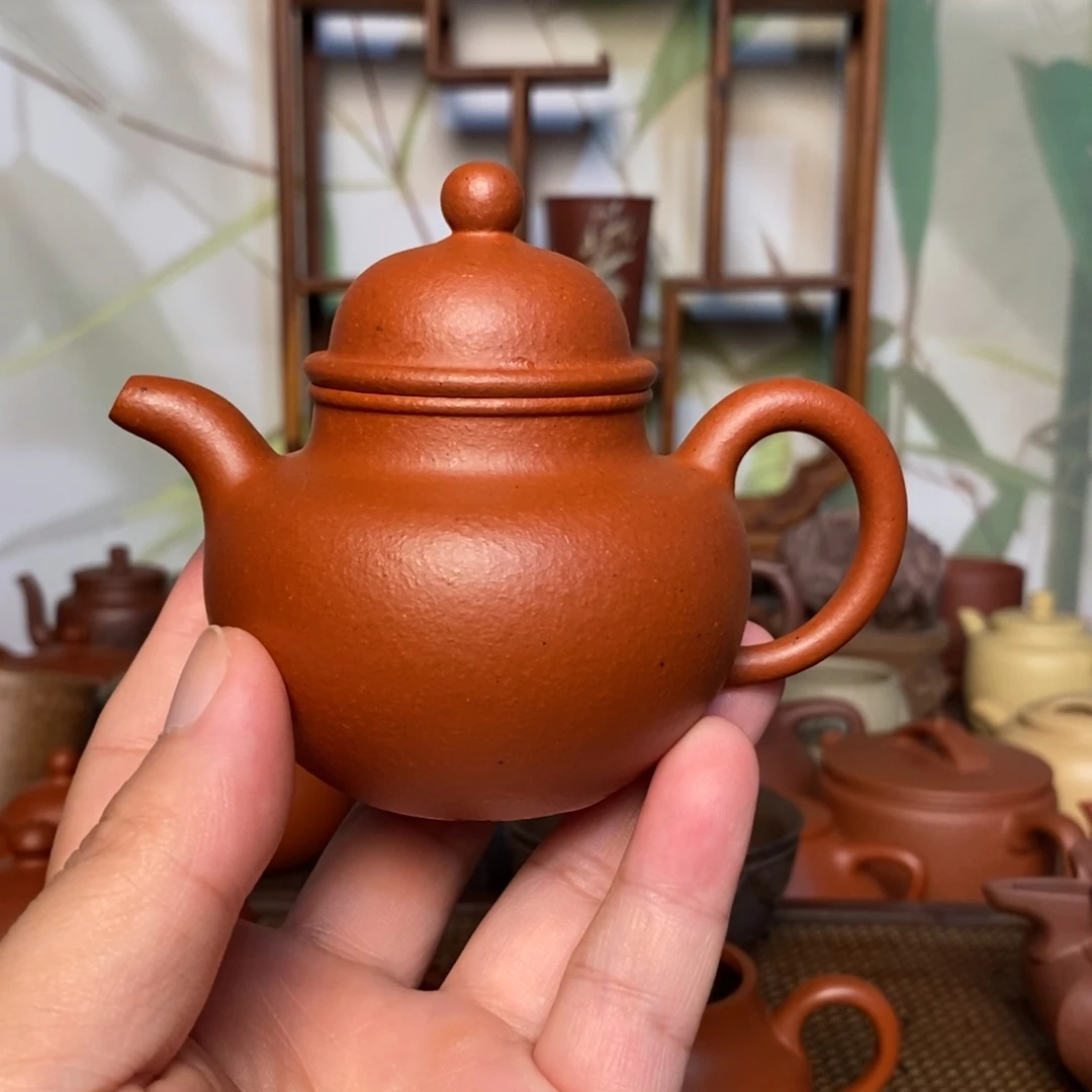 茶壶紫砂精工半手老朱泥掇球