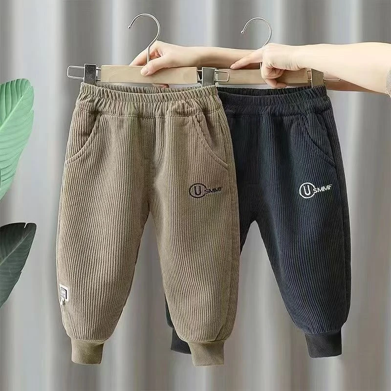 儿童裤子加绒痞帅新款宝宝时尚加厚男童中小童休闲儿童长裤外穿