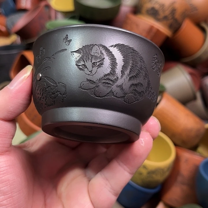 紫砂茶杯全手工紫砂主人杯