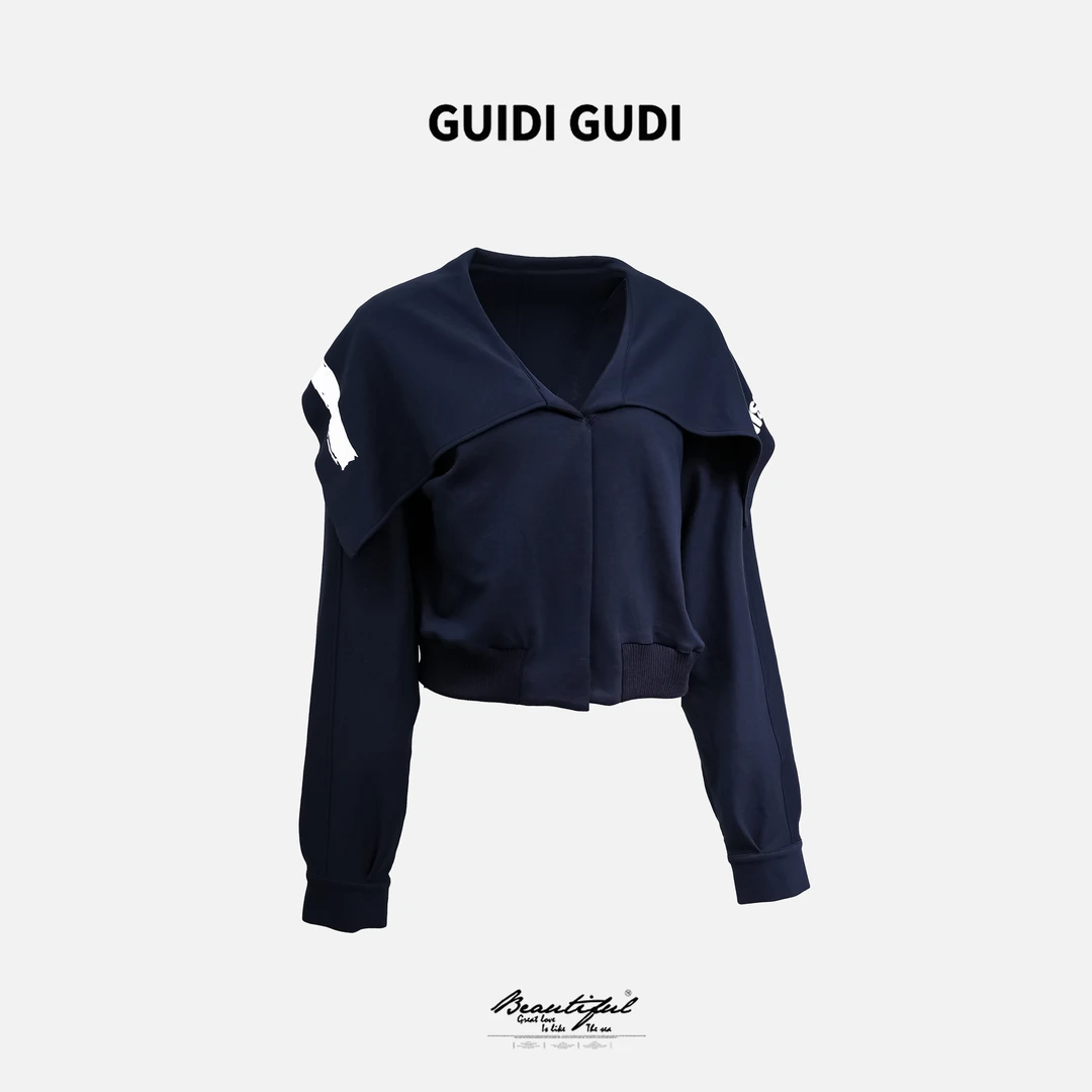 GUIDI GUDI【蓝鲸】黄加蓝重工大翻领长袖外套