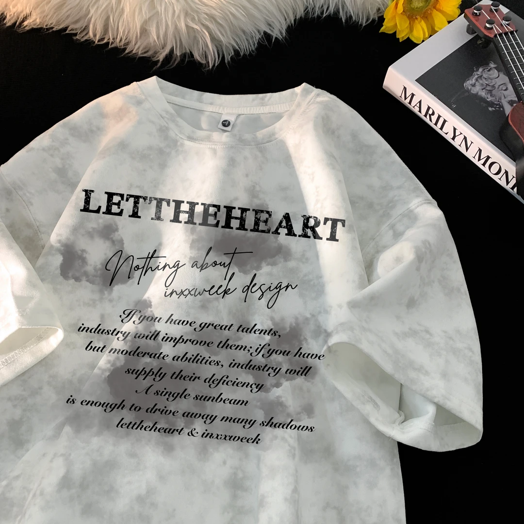 重磅短袖男t恤ins潮牌高级感男装夏季宽松半截袖新款扎染设计半袖