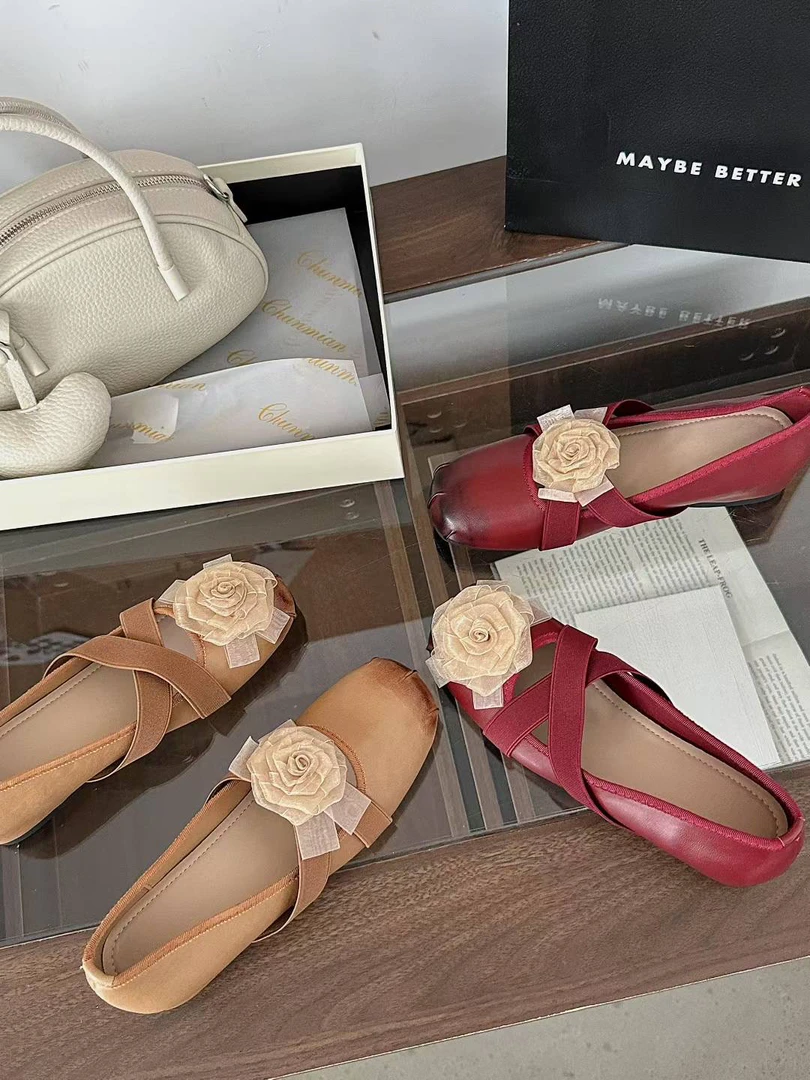 2025早秋新款内增高配裙子玛丽珍鞋女山茶花法式复古芭蕾舞单鞋女