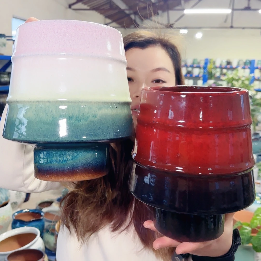 紫砂花盆高22口15