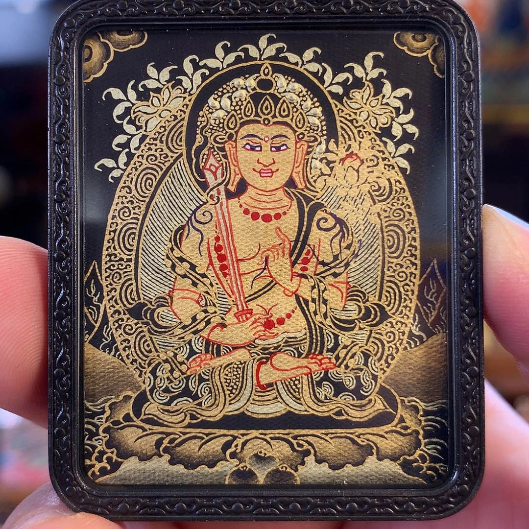 吊坠热贡纯手绘唐卡虚空藏