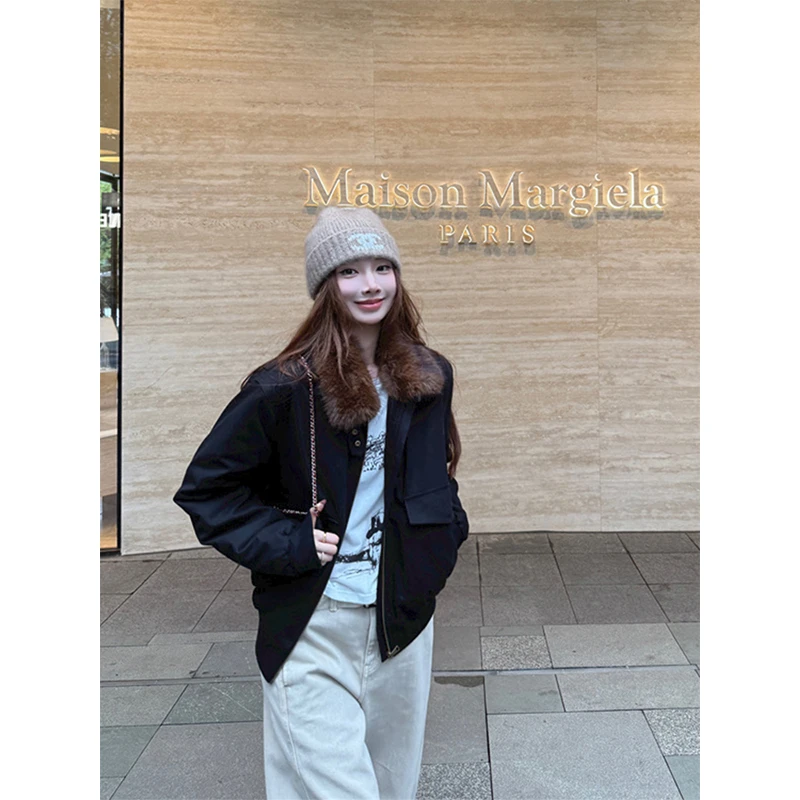 美式复古毛领仿牛仔夹克外套女2025秋季新款设计感长袖百搭上衣潮