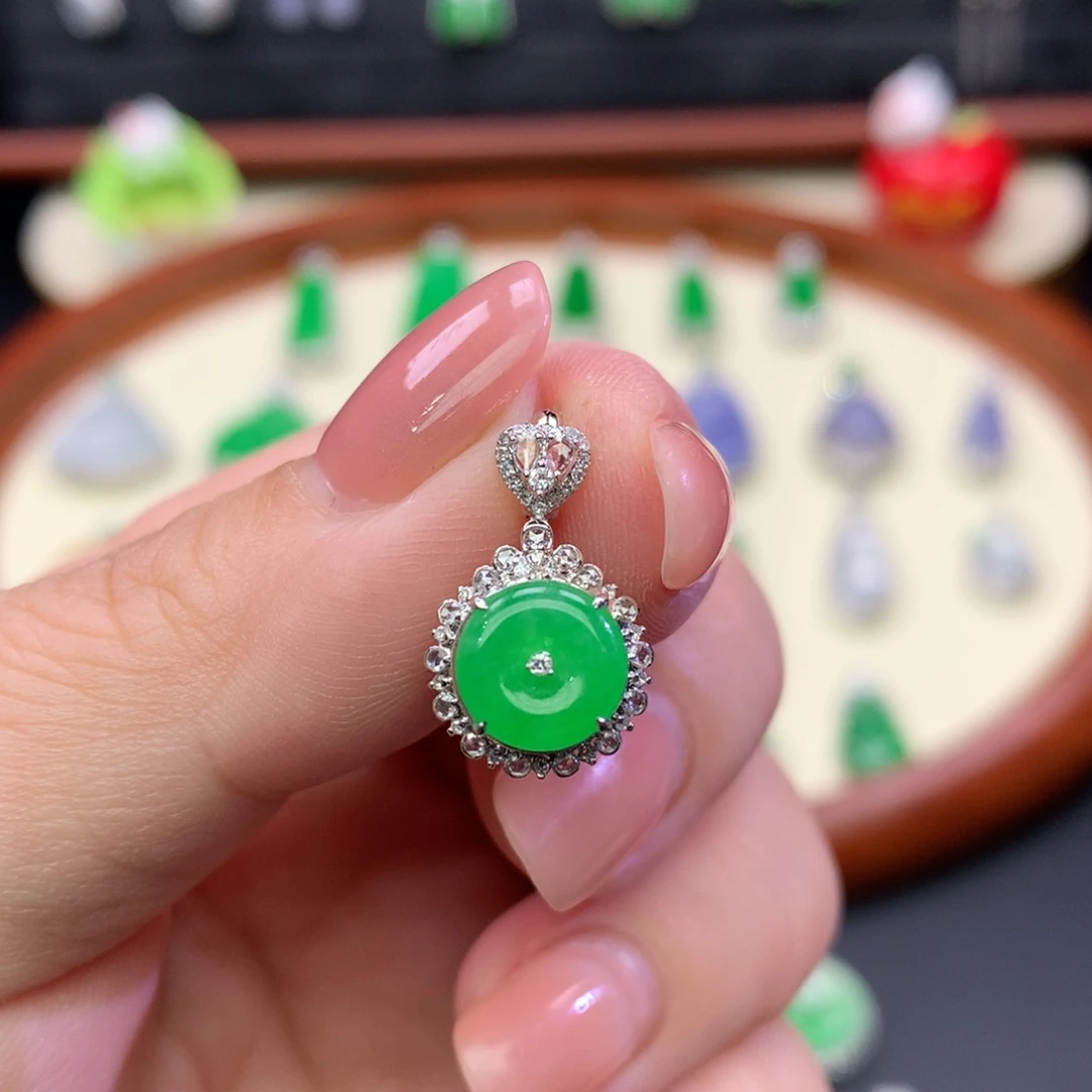 翡翠18K金镶嵌吊坠(不含链)