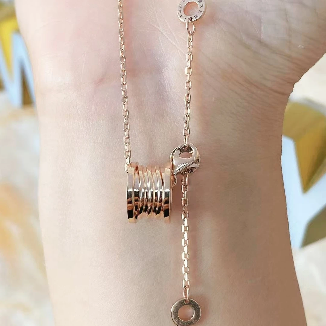 【金钻耀】18K金 十字三饼链路路通项链   玫瑰金坠链