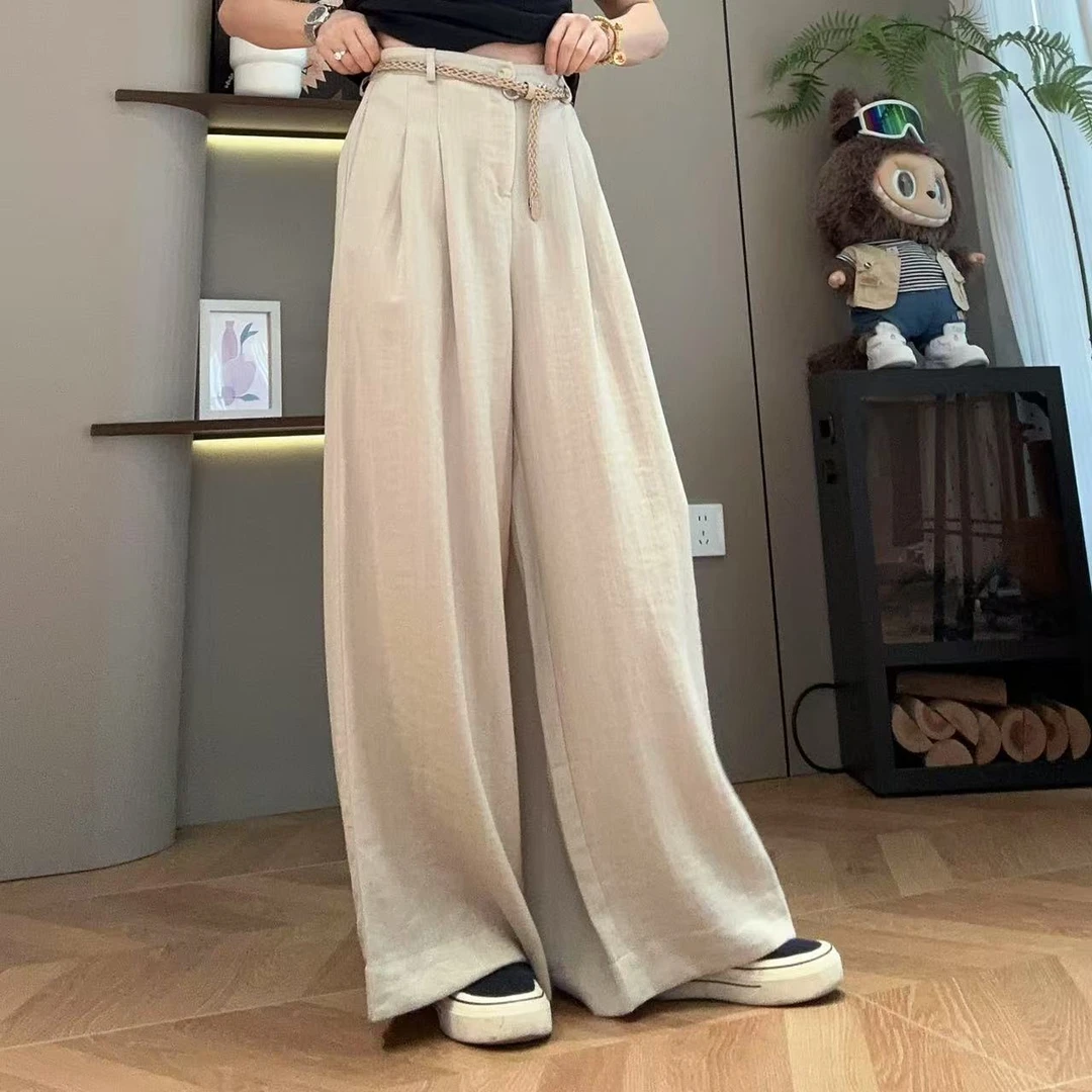 夏季法式气质宽松麻感休闲裤5-6-20