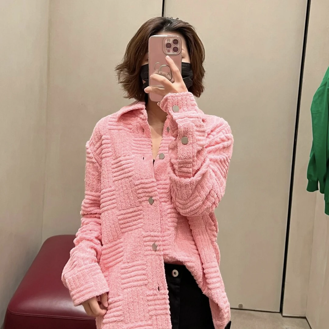 99新 BOTTEGA VENETA/葆蝶家 1l083 SS22纯色提花编织外套 m码