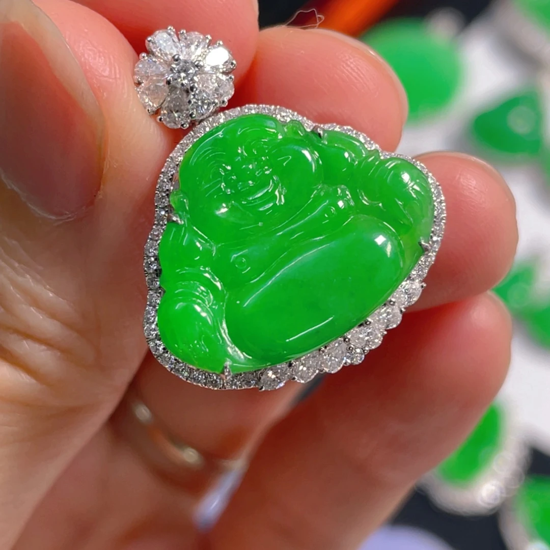 翡翠18K金镶嵌吊坠(不含链)