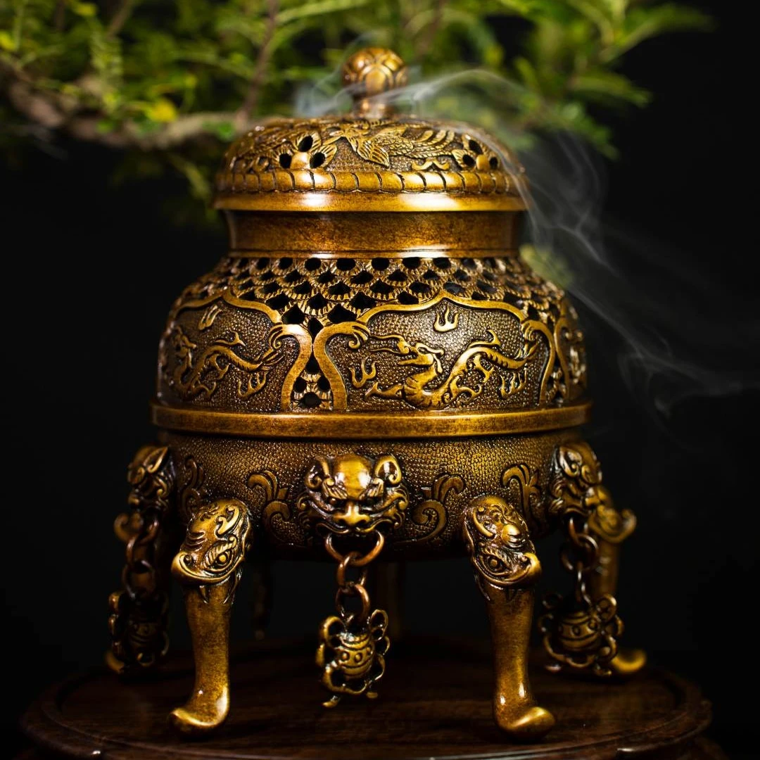 赵玉保手工铜炉 原创经典錾刻帝王炉 唐朝宫殿经典熏香炉