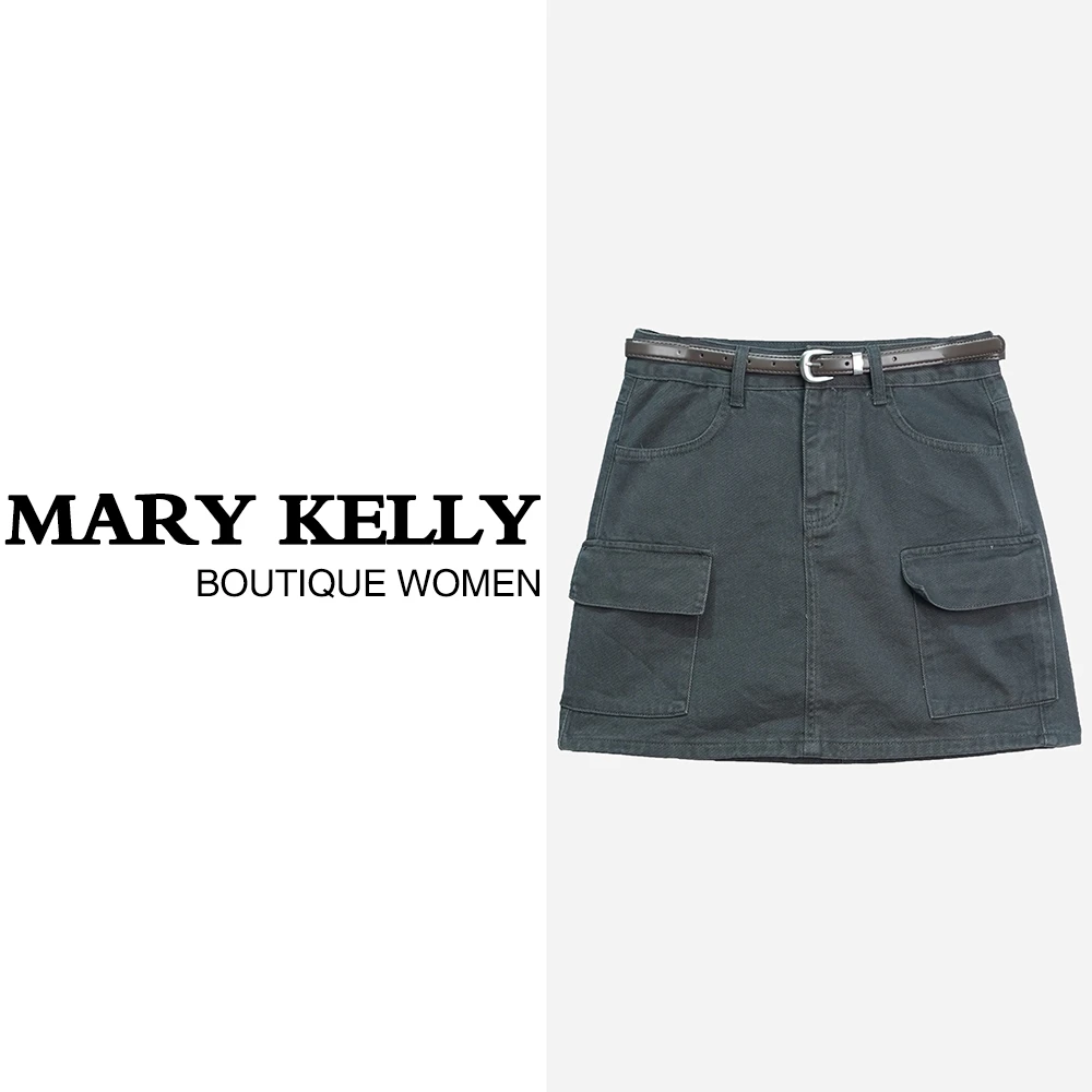 X0399【苏琳琳】新款韩版工装休闲灰色百搭a字显瘦半身裙