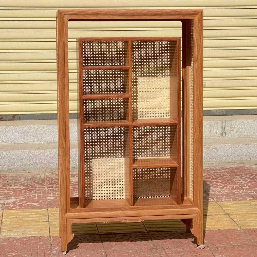 茶室收纳储物柜多功能家用红木多层化整理大果紫檀镶嵌竹木缠藤