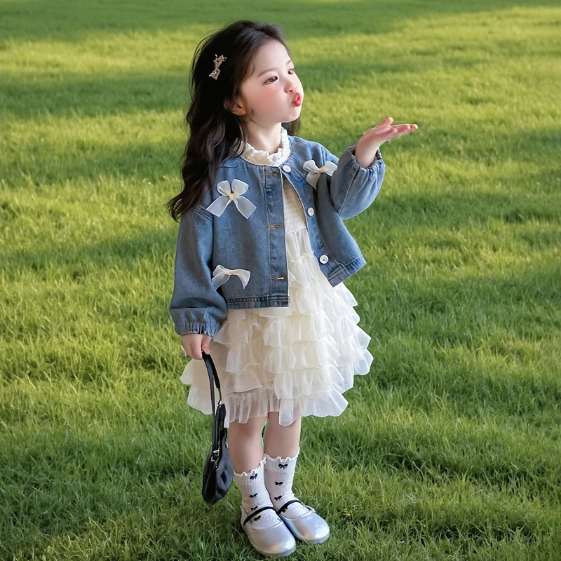 女童牛仔套装女宝宝春季可爱连衣裙两件套