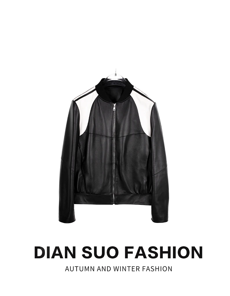 「依然Y.R」绵羊皮撞色设计外套-3351