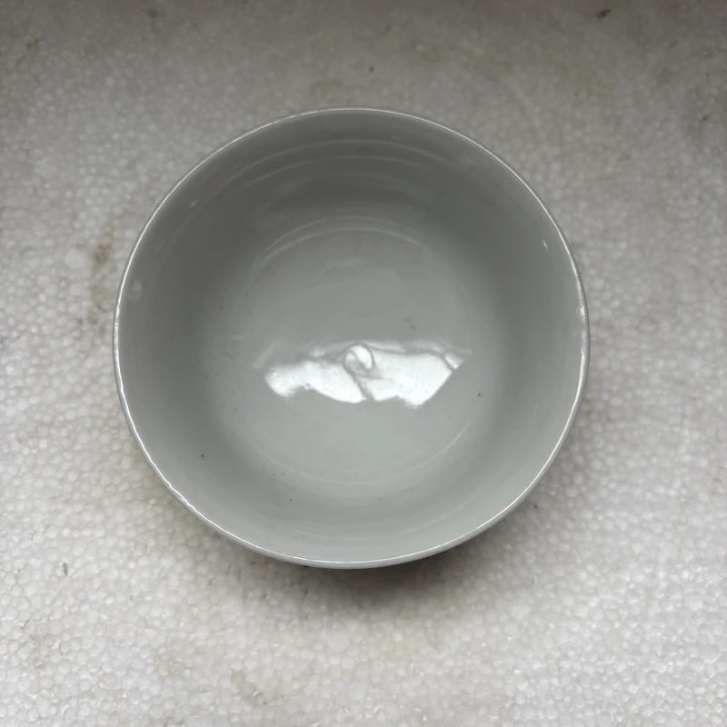 微瑕景德镇陶瓷粉彩黄万寿无疆茶碗草帽底