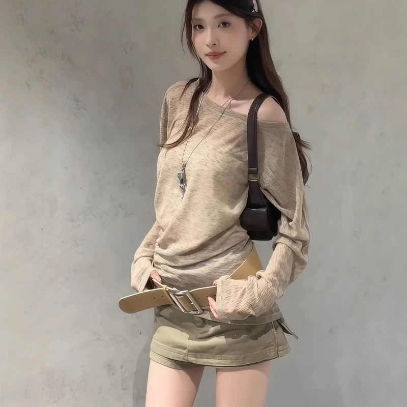 2025夏季穿搭长袖罩衫慵懒风宽松休闲薄款上衣包臀短裙子