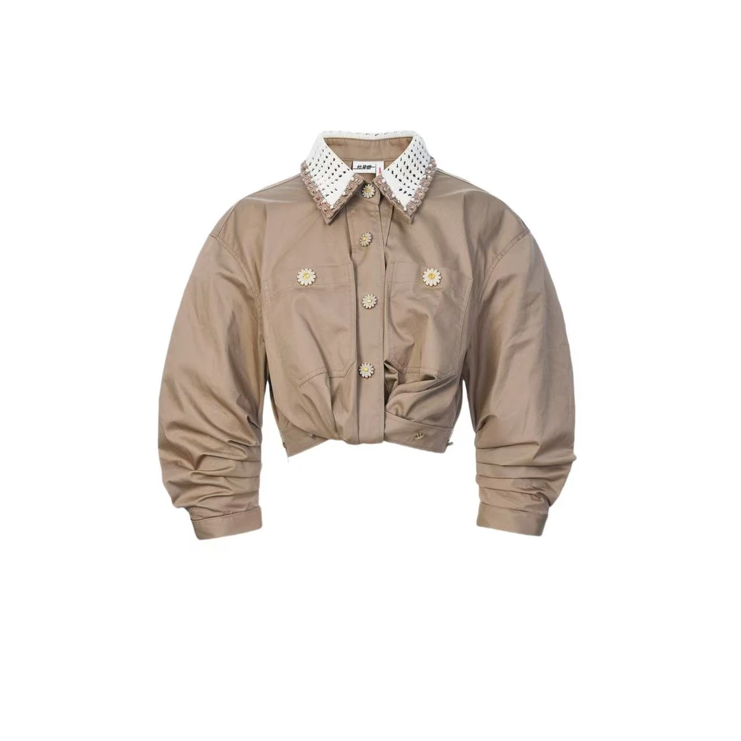 拉飞姆2025春 针织领装饰衬衫LF25C61SB092