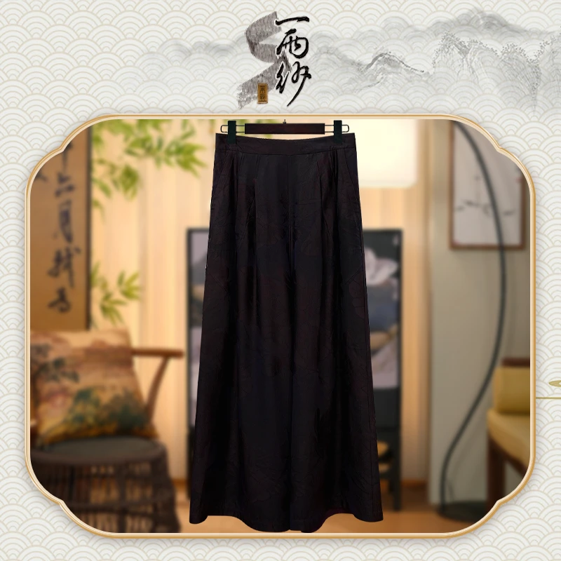 【紫韵莲●神裤】23012桑蚕丝提花重缎香云纱裤子新中式50