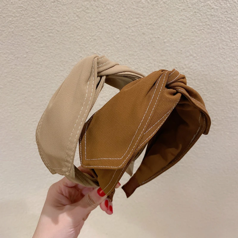 韩系气质春秋皮质宽边发箍简约发卡撞色头箍森系外出发饰气质头饰