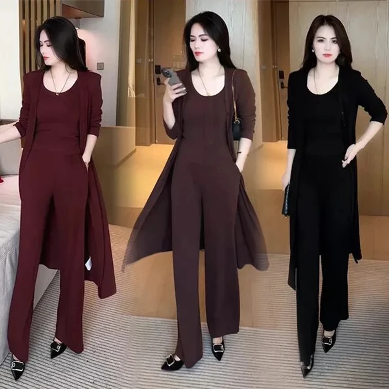 秋季新款针织三件套气质显瘦时尚洋气时尚减龄套装33