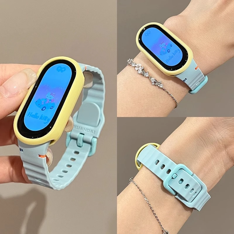 适用小米手环9表带新款8硅胶车线波浪纹智能小米9手环男女生NFC版