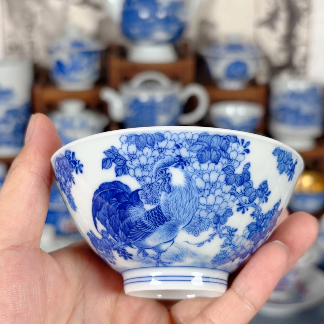 青花瓷器手绘作品陶瓷杯