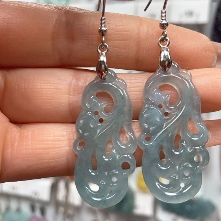 【闪购商品】翡翠耳饰银S925镶嵌耳饰