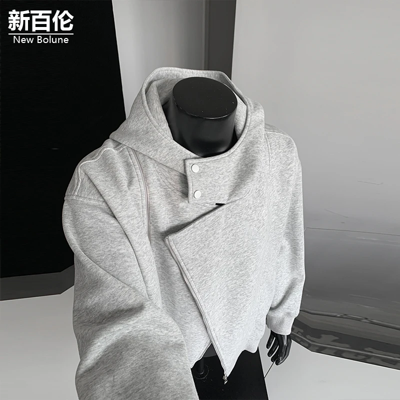 新百伦/NEW BOLUNE美式重磅连帽卫衣男秋季新款双拉链休闲外套