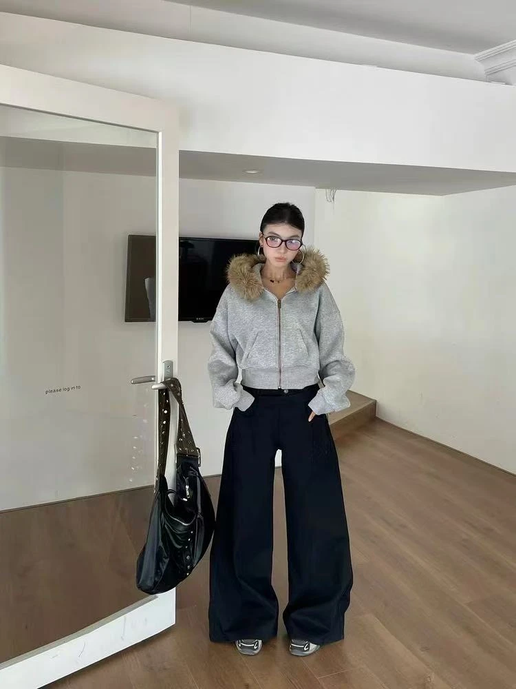 米满满-Seey（ 264#）韩系秋冬连帽毛领卫衣外套