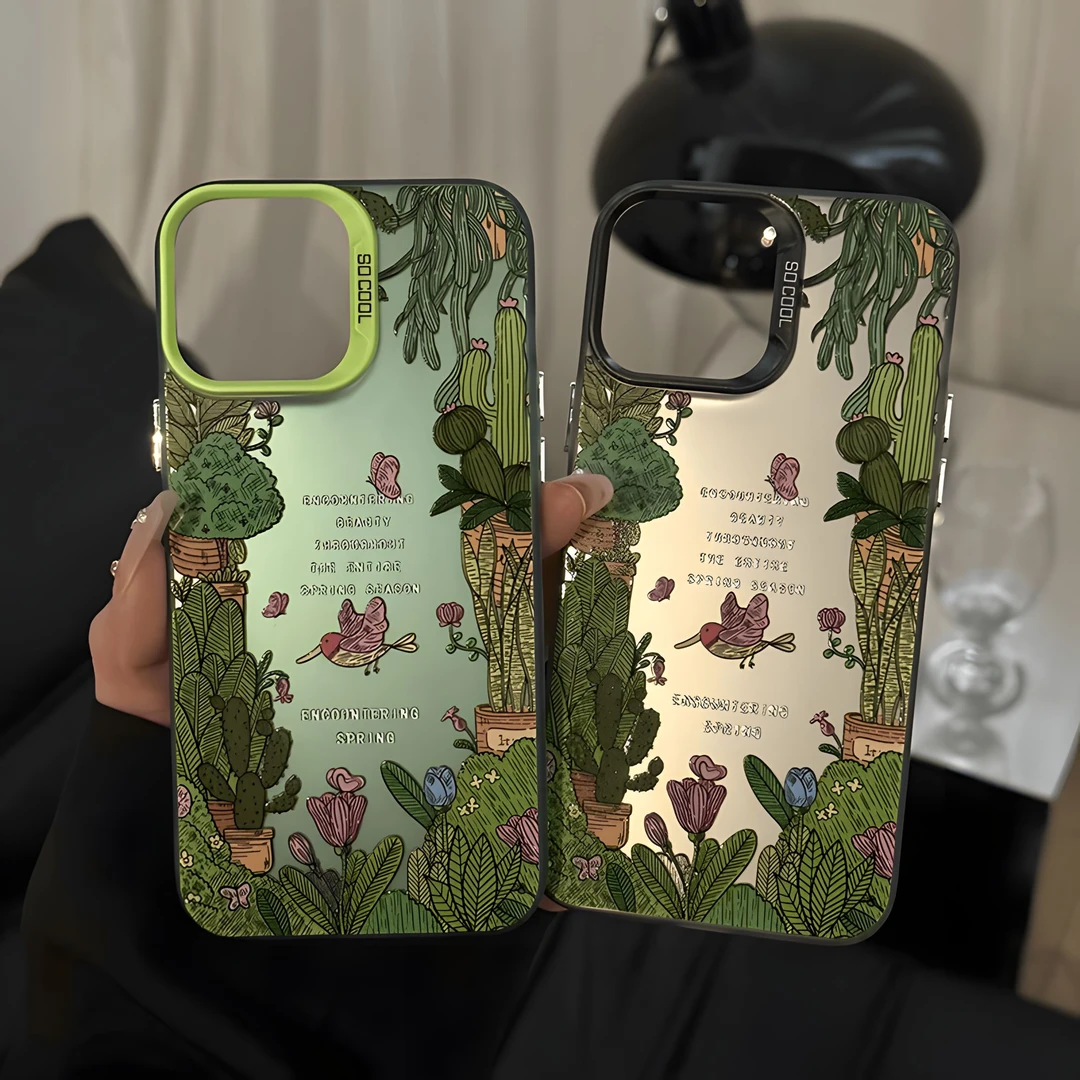 盆栽花朵适用于创意苹果iqoo华为oppo小米vivo一加荣耀手机防摔壳