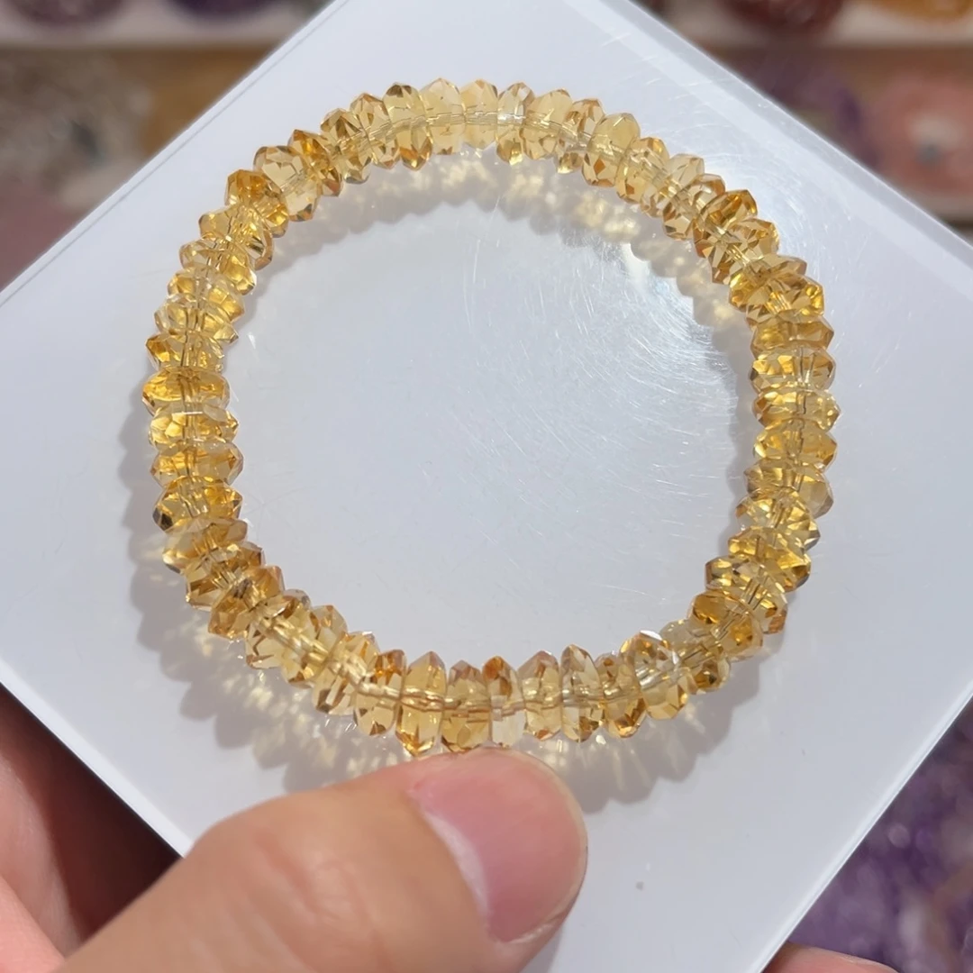 水晶手链未镶嵌8m巴西暴力黄水晶烟花切单圈