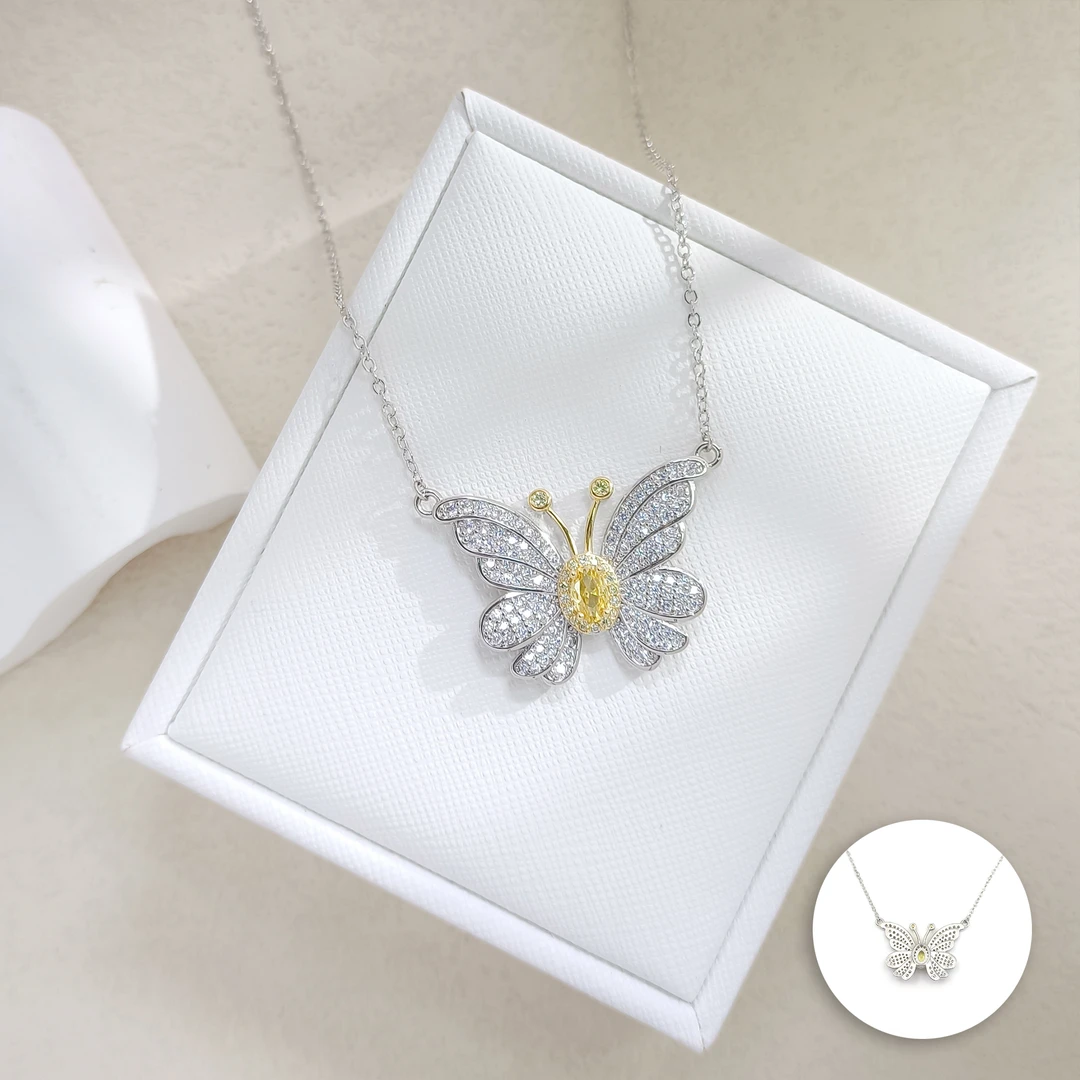 铜合金合成锆石项链 WHLM-006659【蝶雾轻酪】项链气质小众百搭