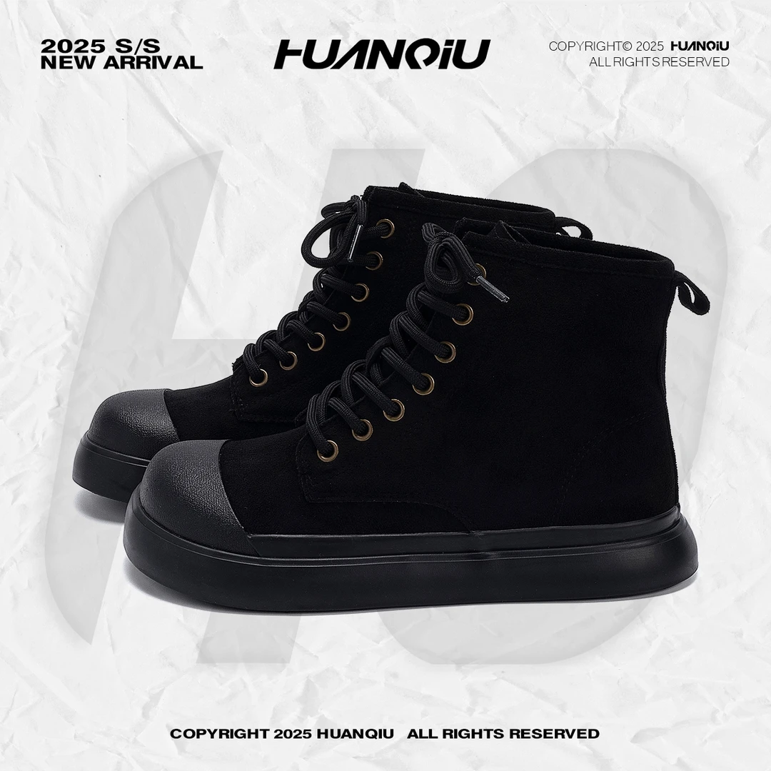 环球2025新款复古短靴秋季百搭高帮时尚女款休闲英伦风马丁靴潮流