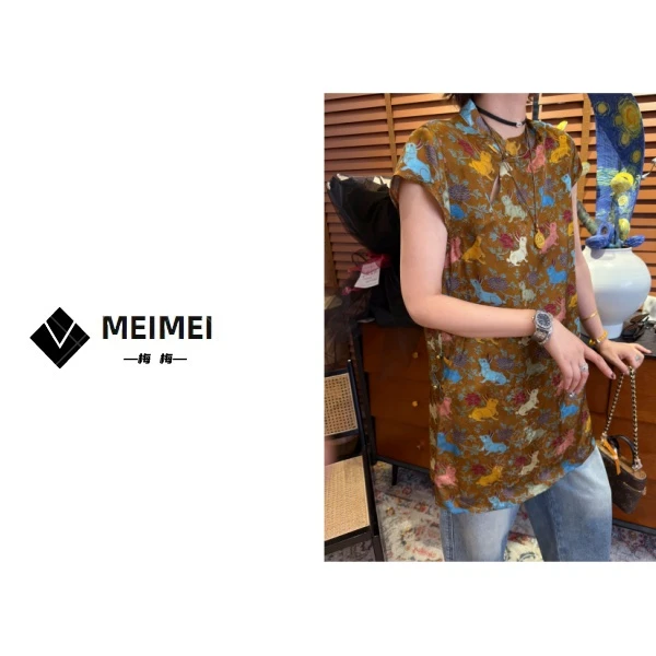 XMM.《百分百人丝玉兔新中式》夏季时尚百搭潮流洋气舒适T恤-266782