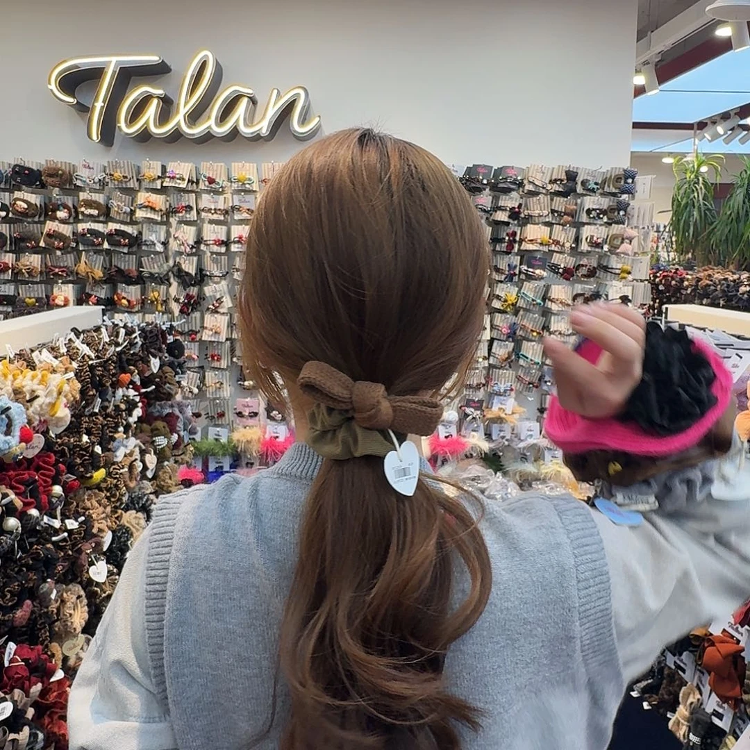 布艺非金属咖色蝴蝶结发圈