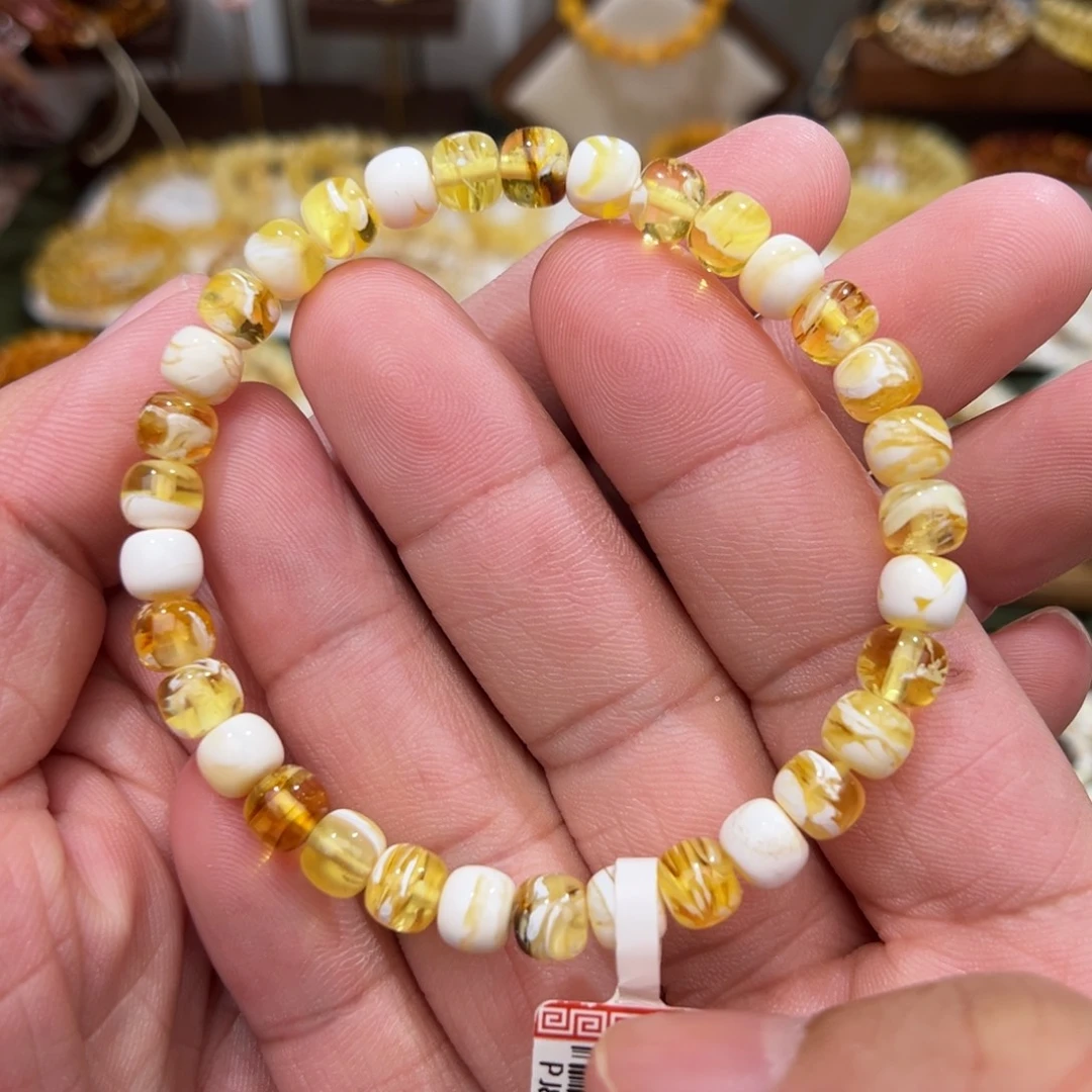 蜜蜡未镶嵌裸石典藏款拉丝妖孽纹6.3mm