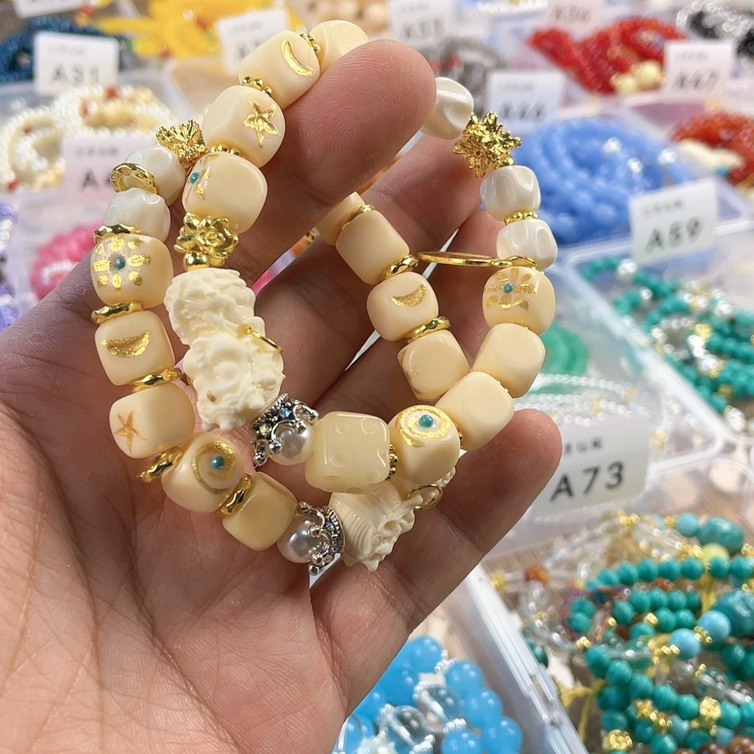 檀香木手串银S925镀金镶嵌