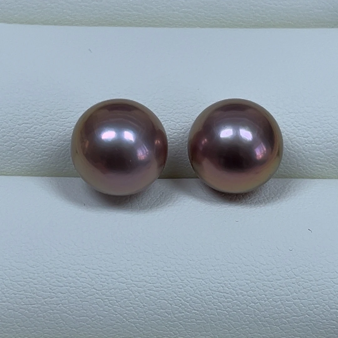 18K金镶嵌耳饰海水珍珠12-13mm