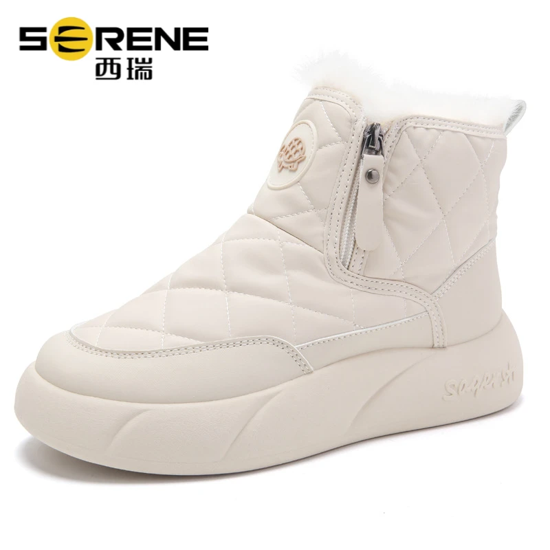 西瑞冬季新款休闲风雪地靴女款加绒鞋子时尚高帮棉鞋阔腿裤必备鞋