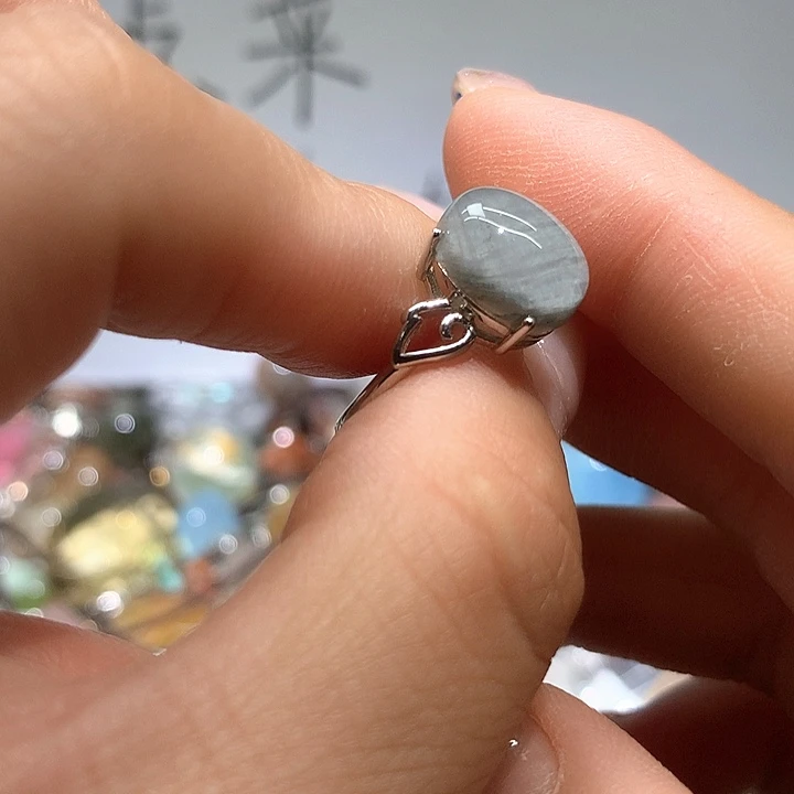 水晶戒指银S925镶嵌水晶