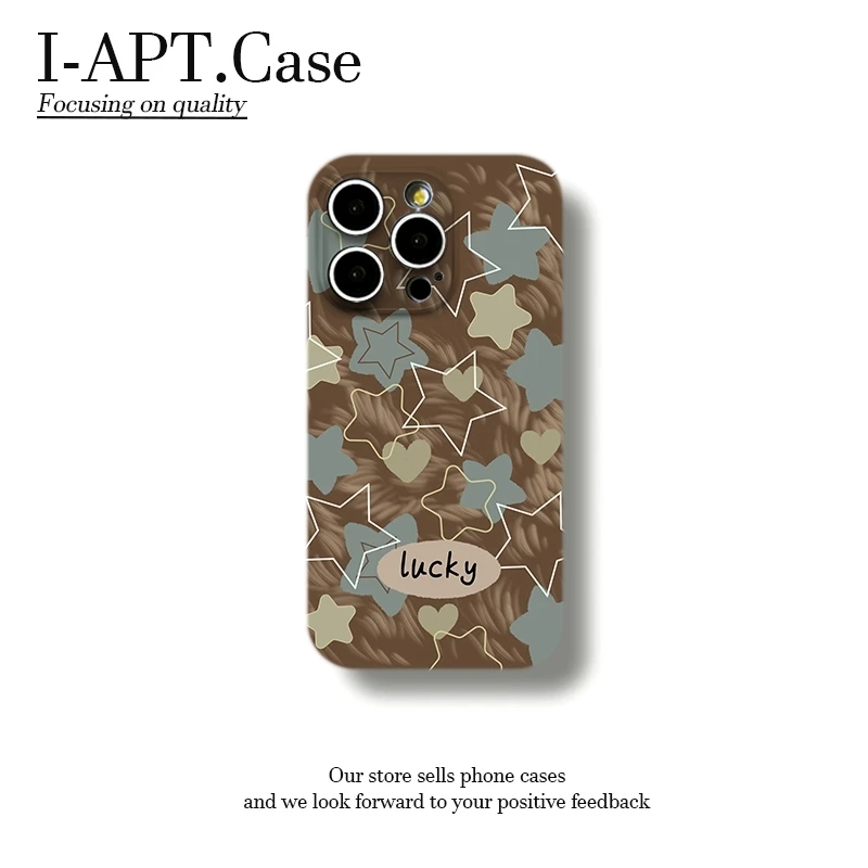 咖啡底星星爱心菲林软壳适用iPhone苹果16手机壳华为oppo小米vivo